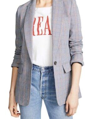 Equipment Jeanne Wool Blend Houndstooth Blazer Preppy Academia Career Women's 10